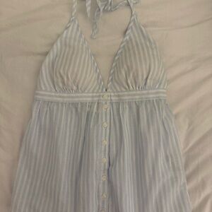 Hollister Blue and White Striped Tank Top